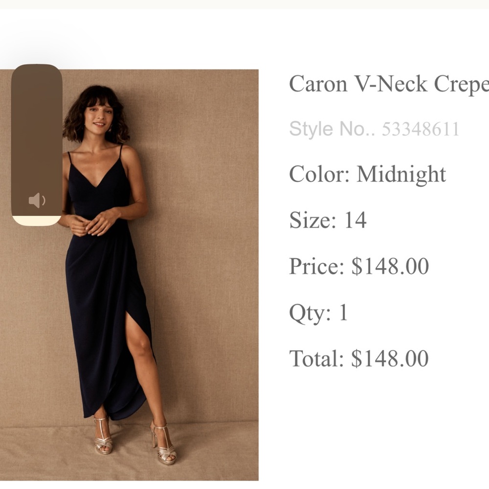 BHLDN anthro bridesmaid dress navy size 14- worn once